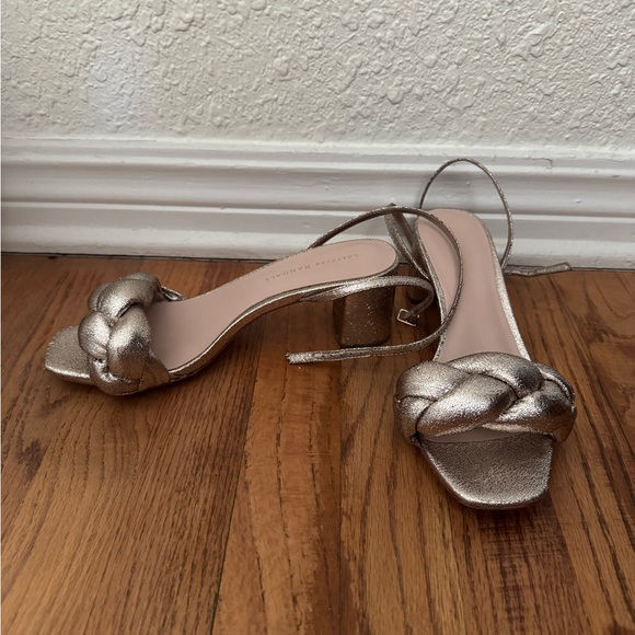 Loeffler Randall Gold Metallic Sandals with Ankle Strap - Picture 2 of 5